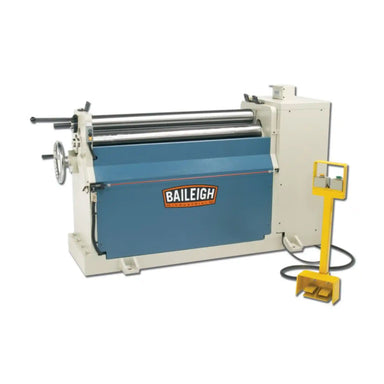 A image taken far away of the Baileigh PR-409, showing the full plate rolling machine