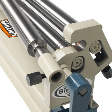 A top down image of  the roller adjustment lock feature on the Baileigh SR-5016M slip roller
