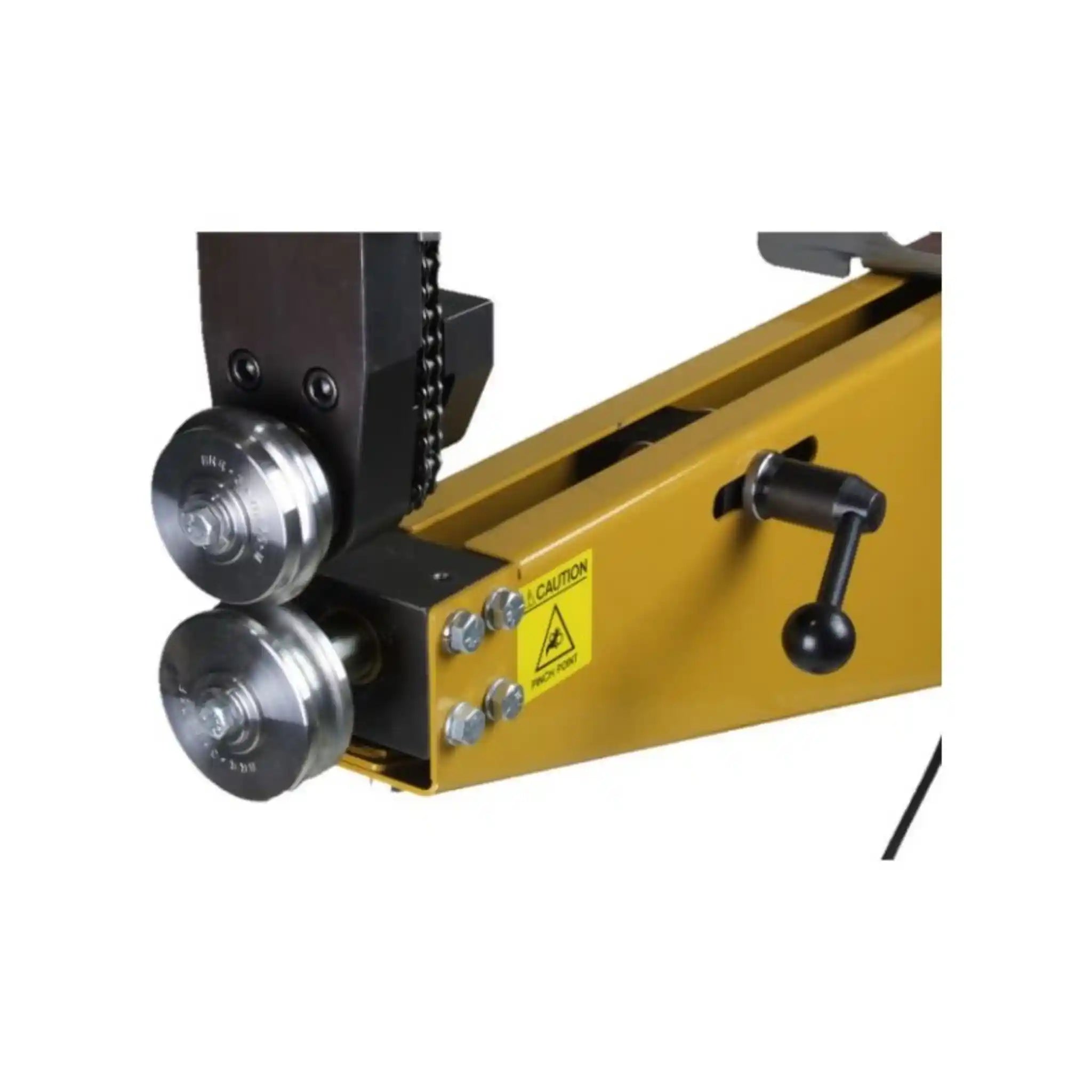 An up close image of the rollers installed on the Baileigh BR-16E-36
