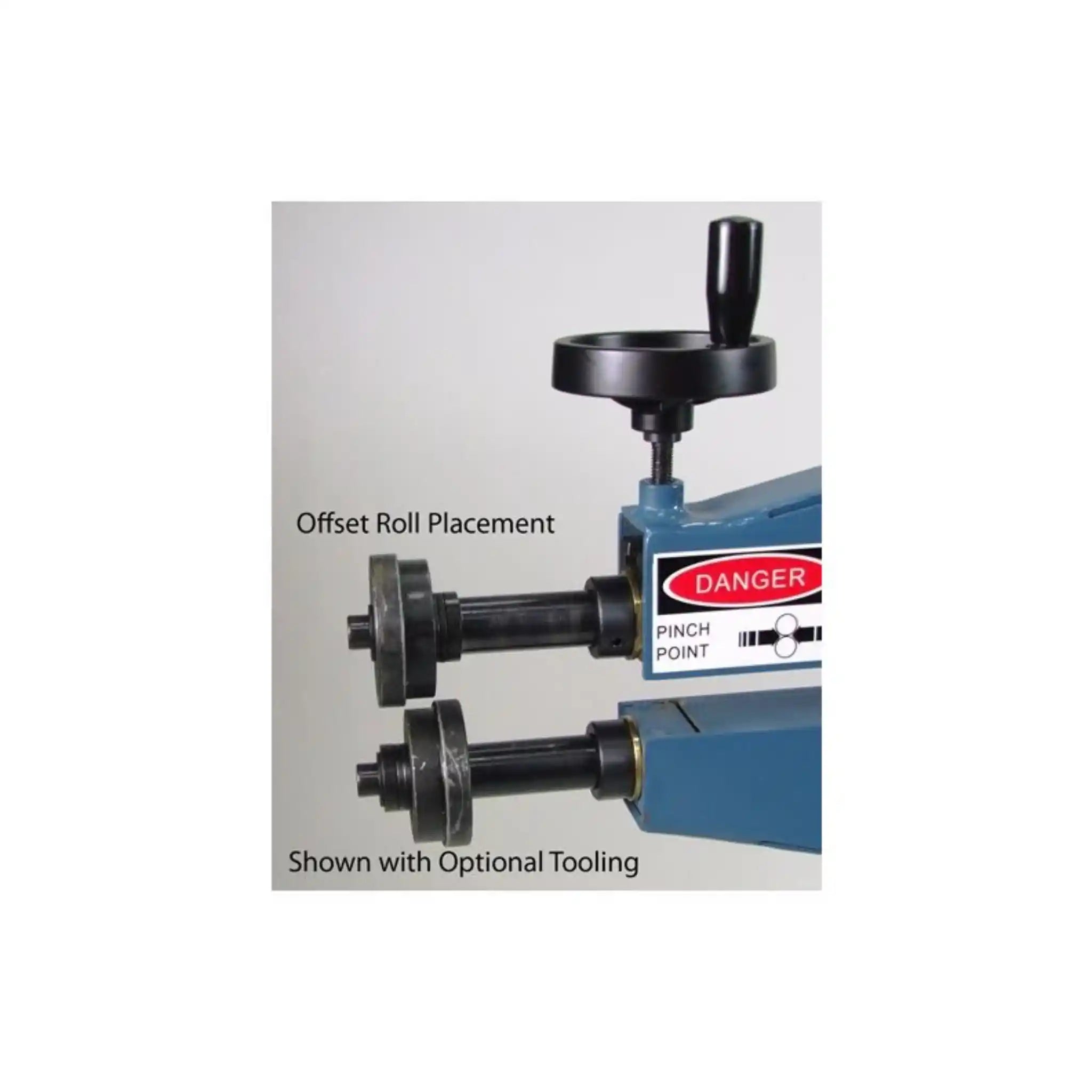 A image of the offset roll placement on a bead roller, the Baileigh BR-18M-24 