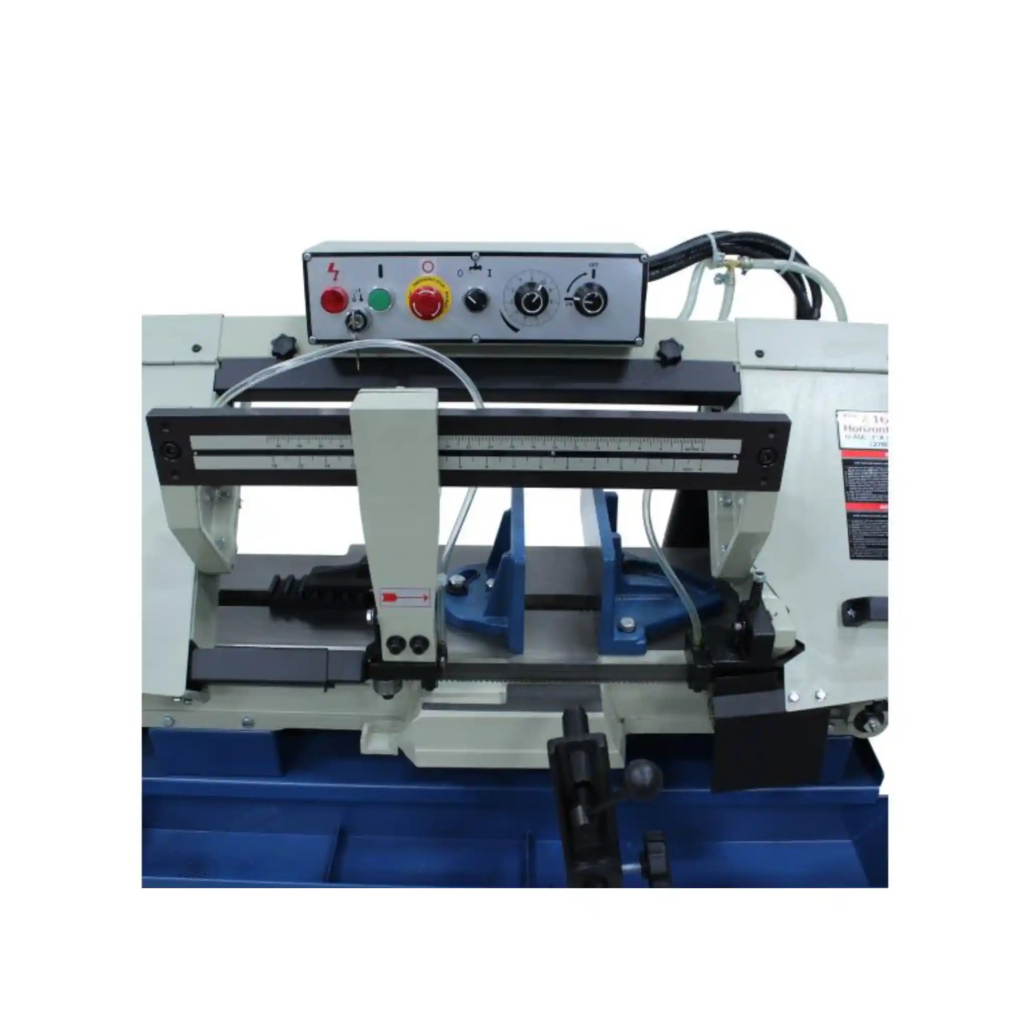 Front view image of the Baileigh BS-916M showing the control panel and measuring guides