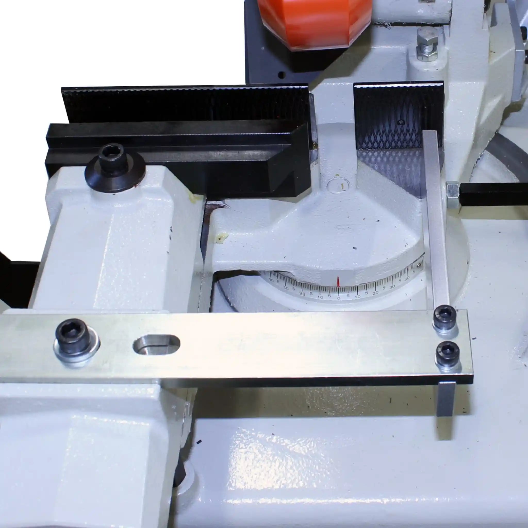 A image showing the miter adjustment angle on the Baileigh CS-275EU saw