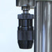 An up close image of the drill press chuck on the Baileigh DP-1000E