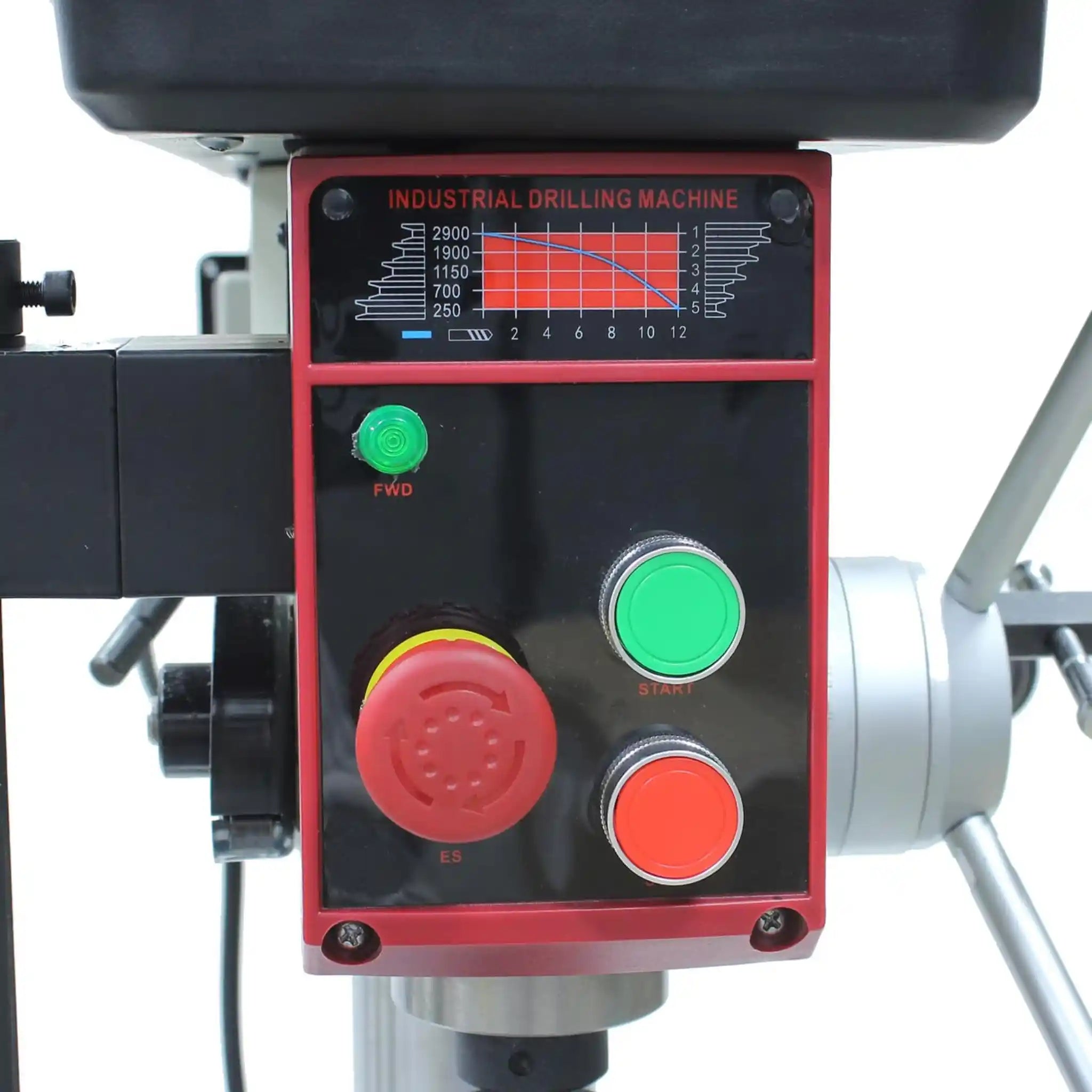 An image showing the control panel on the Baileigh DP-1000E drill press