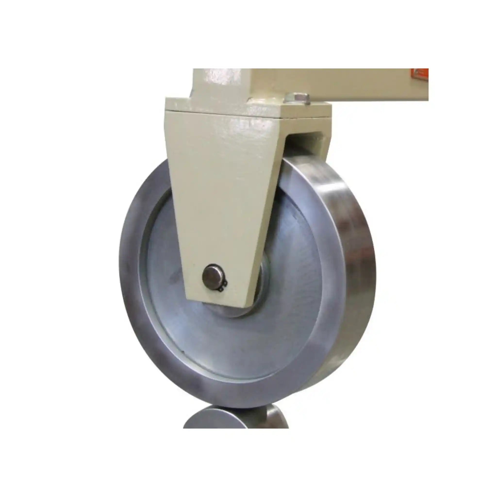 A close up image of the upper wheel on the Baileigh EW-28 28 inch english wheel