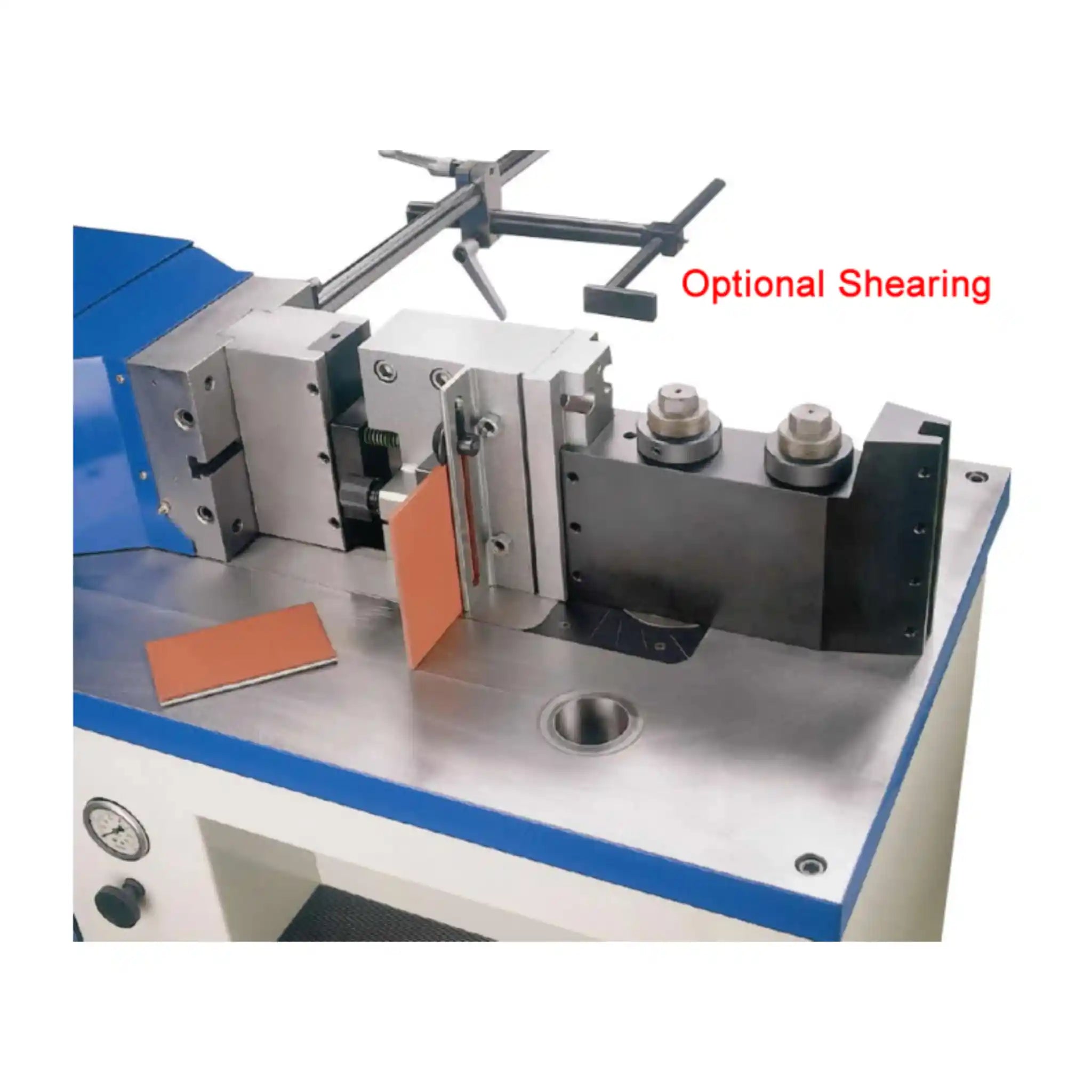 A image showing the shearing optional attachment installed on the Baileigh HPB-78-NC press brake