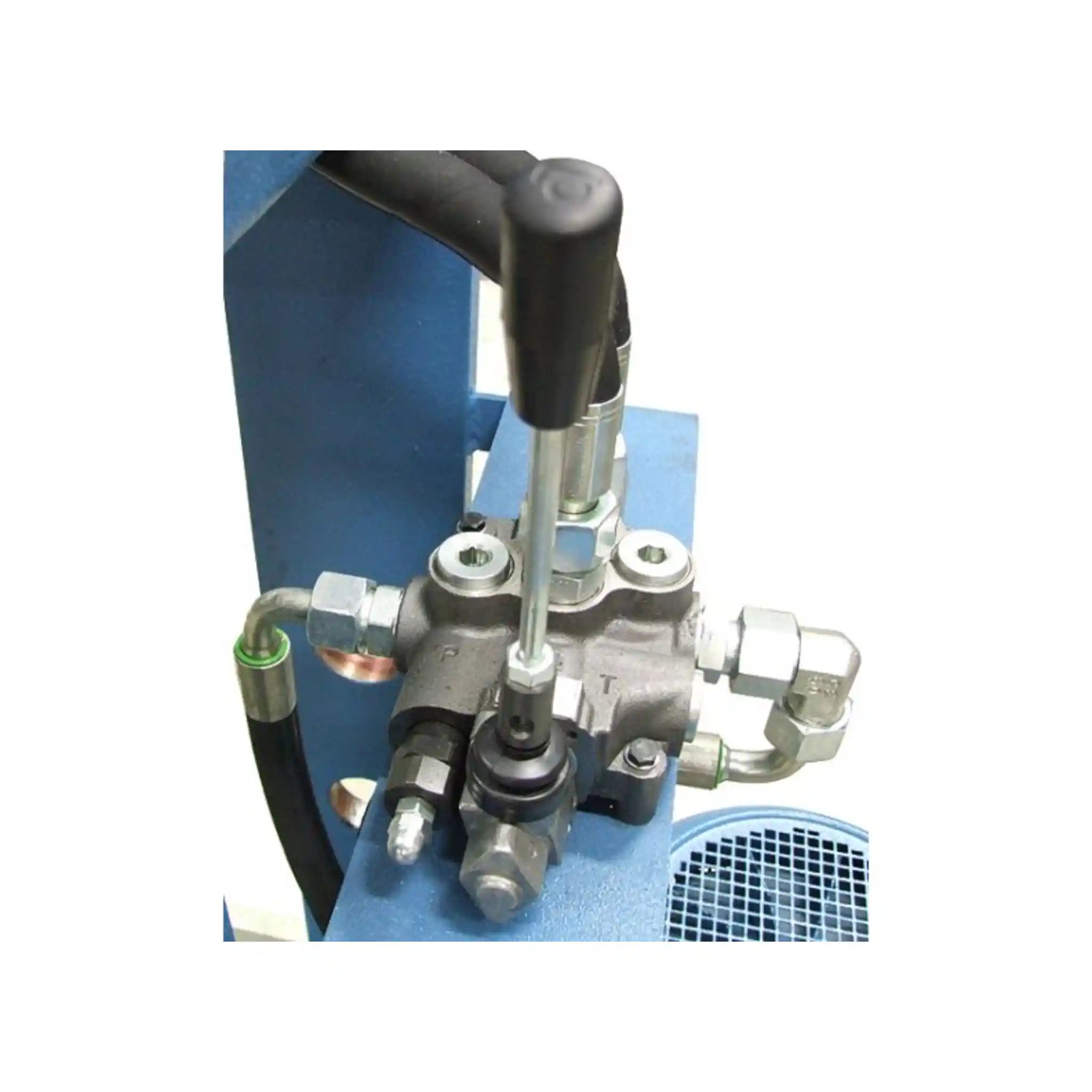 A image of the hydraulic system, valve and lever on the HSP-176M  hydraulic press, manufactured by Baileigh