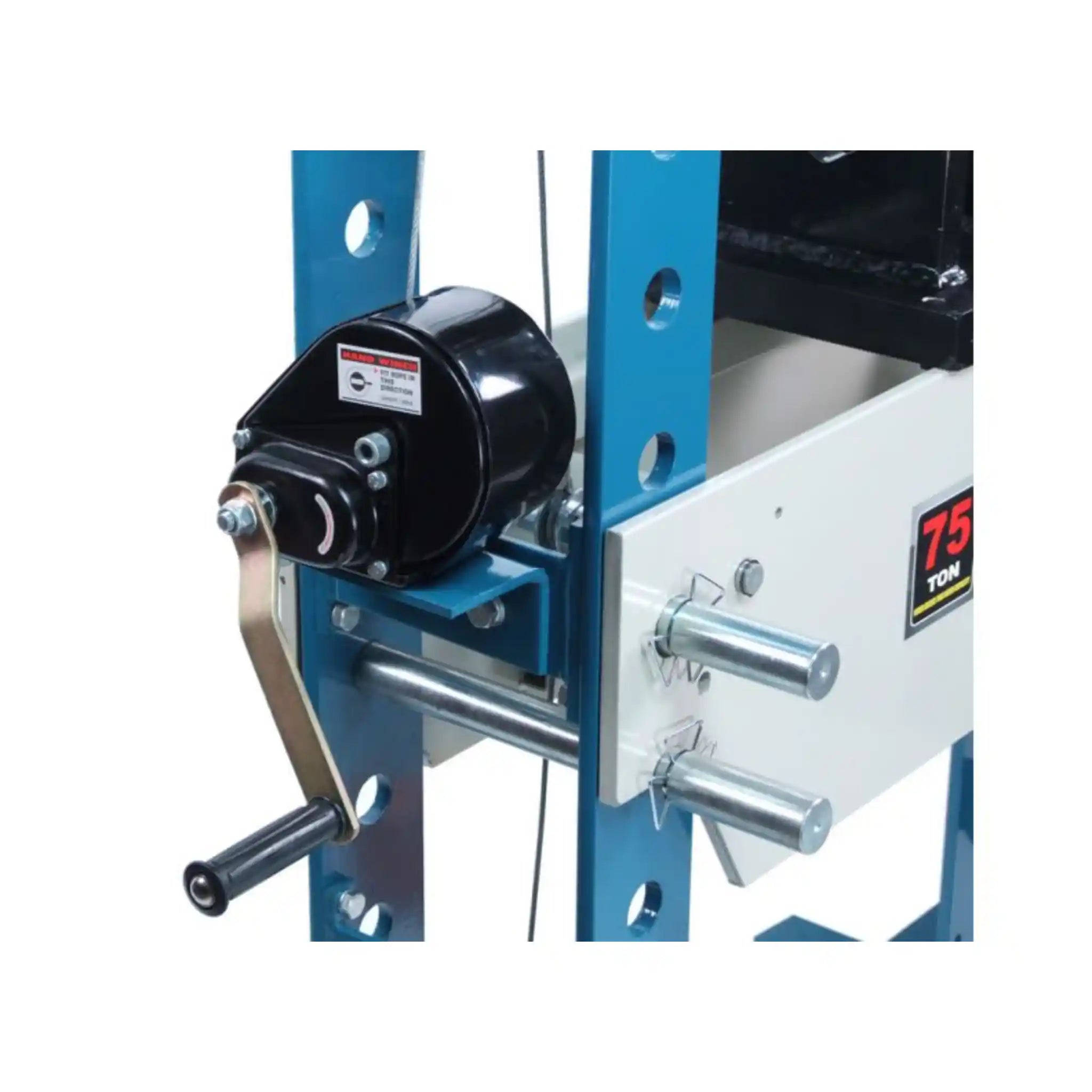 A side image of the Baileigh HSP-75A press, showing the hand winch