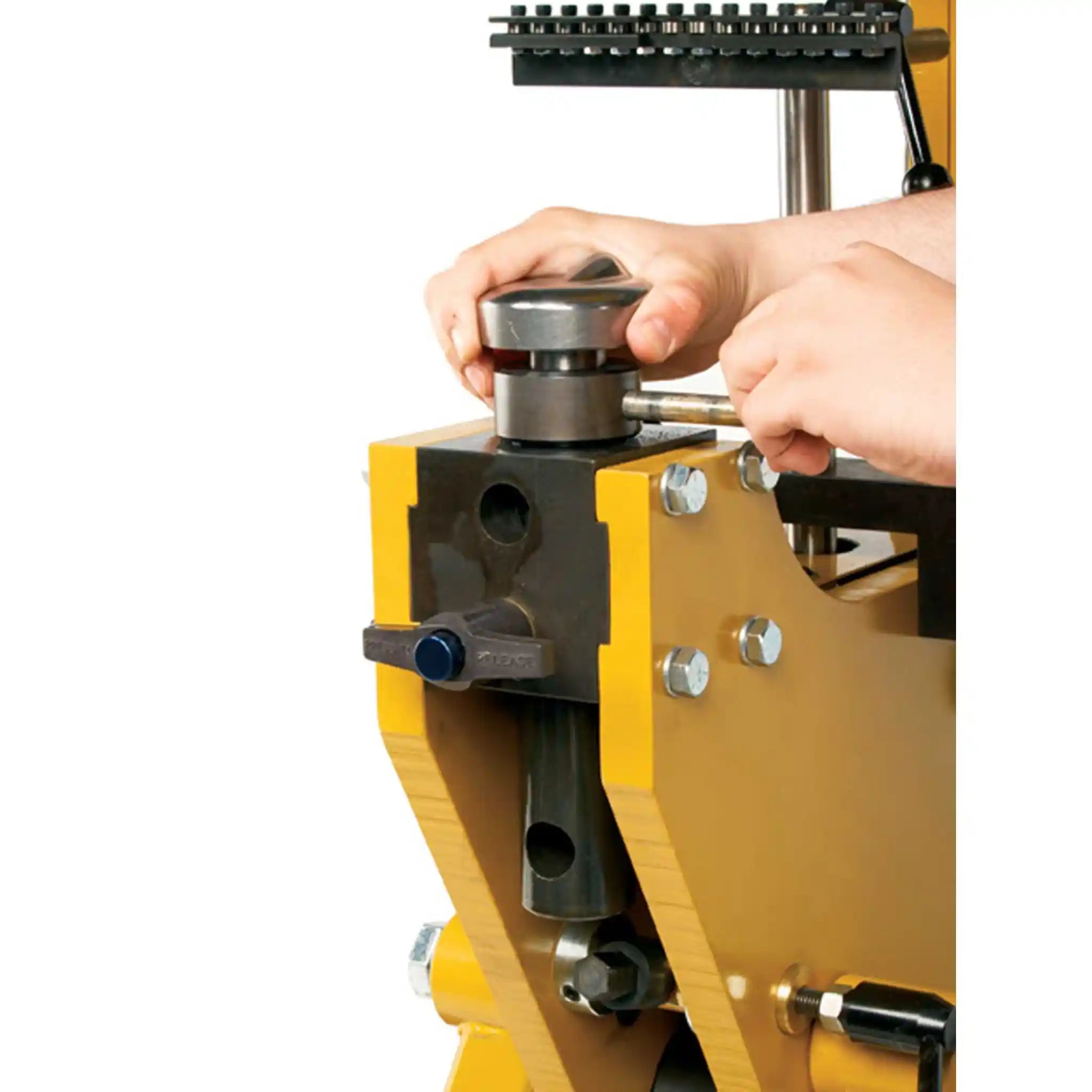 A image of the tool holder on the  MH-19 power hammer manufactured by Baileigh 