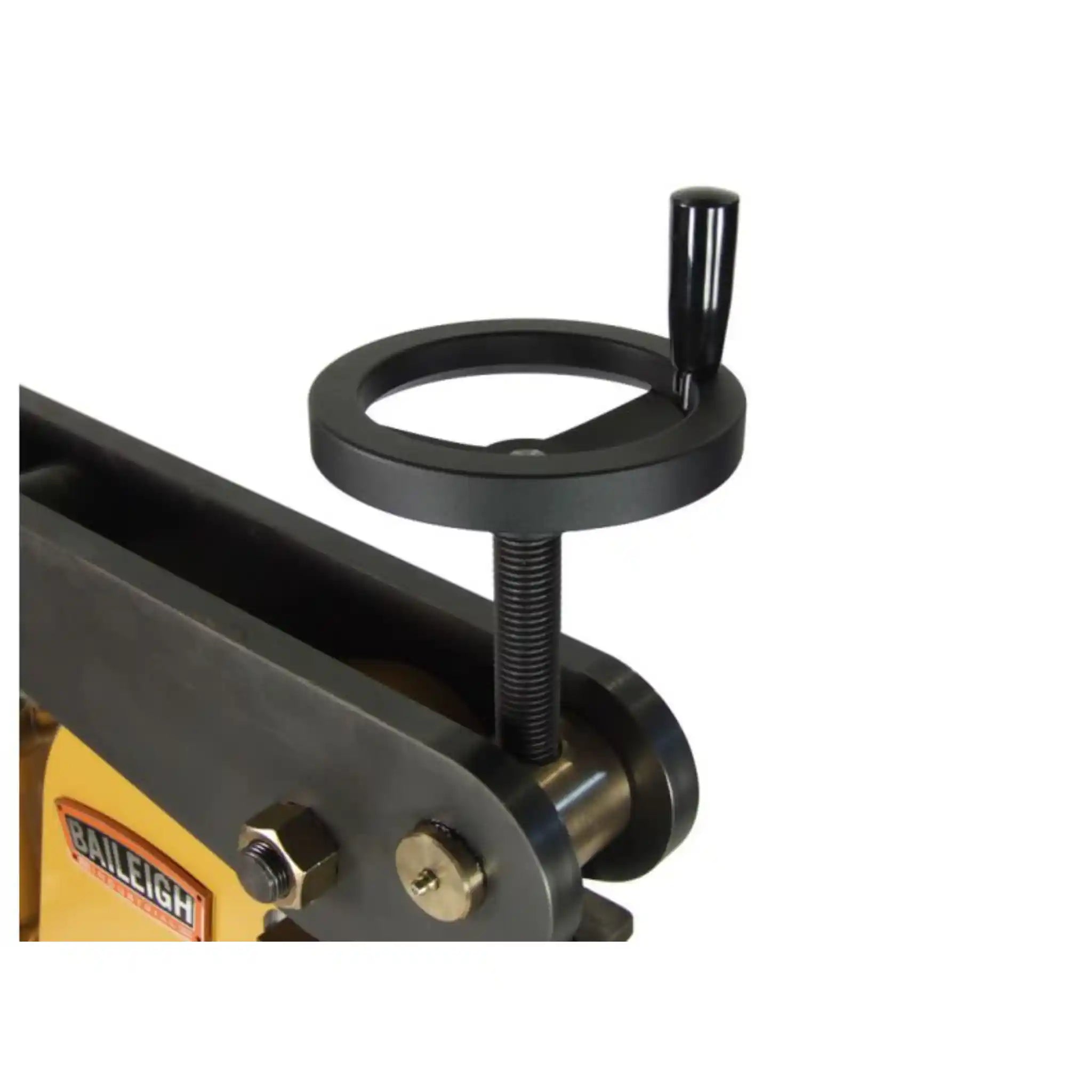 A image showing the manual adjustment handle, wheel on the Baileigh MSS-14F