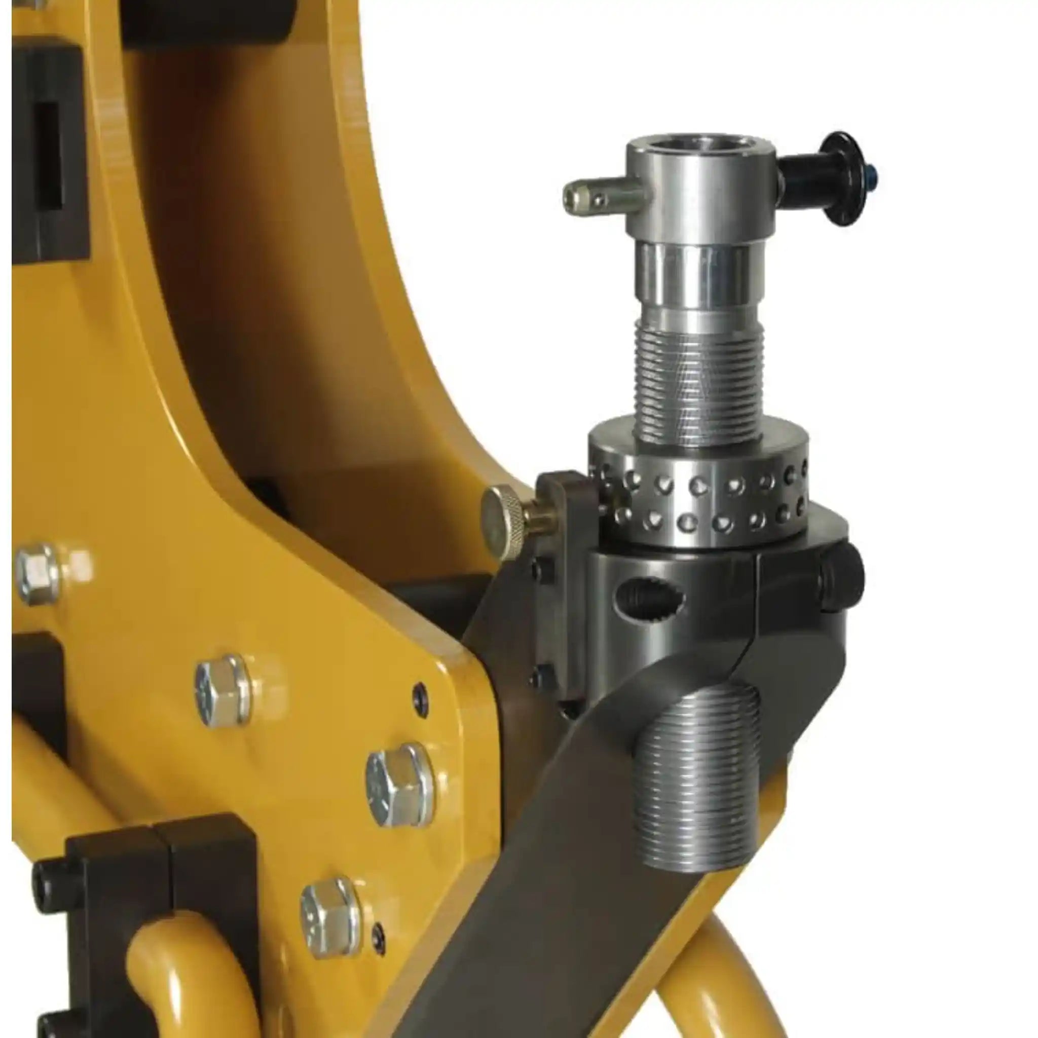 A up close image of the quick change tool holder feature on the Baileigh PH-19 power hammer