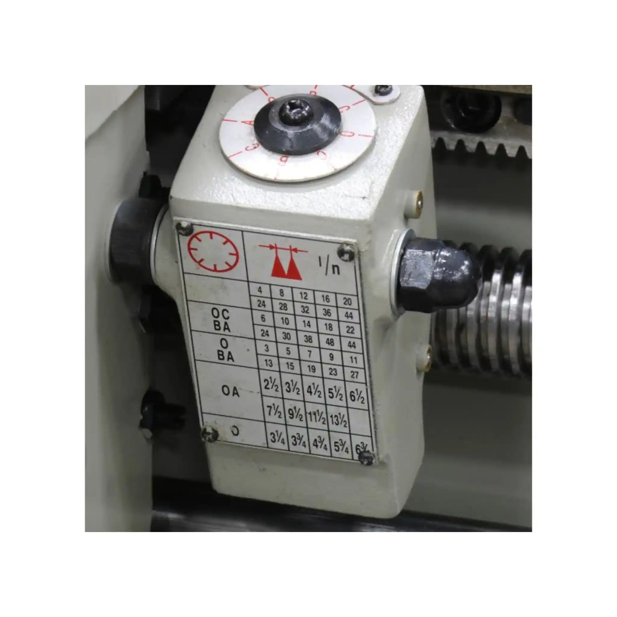 A image showing the speed plate and controls used for the PL-1860E lathe, manufactured by Baileigh