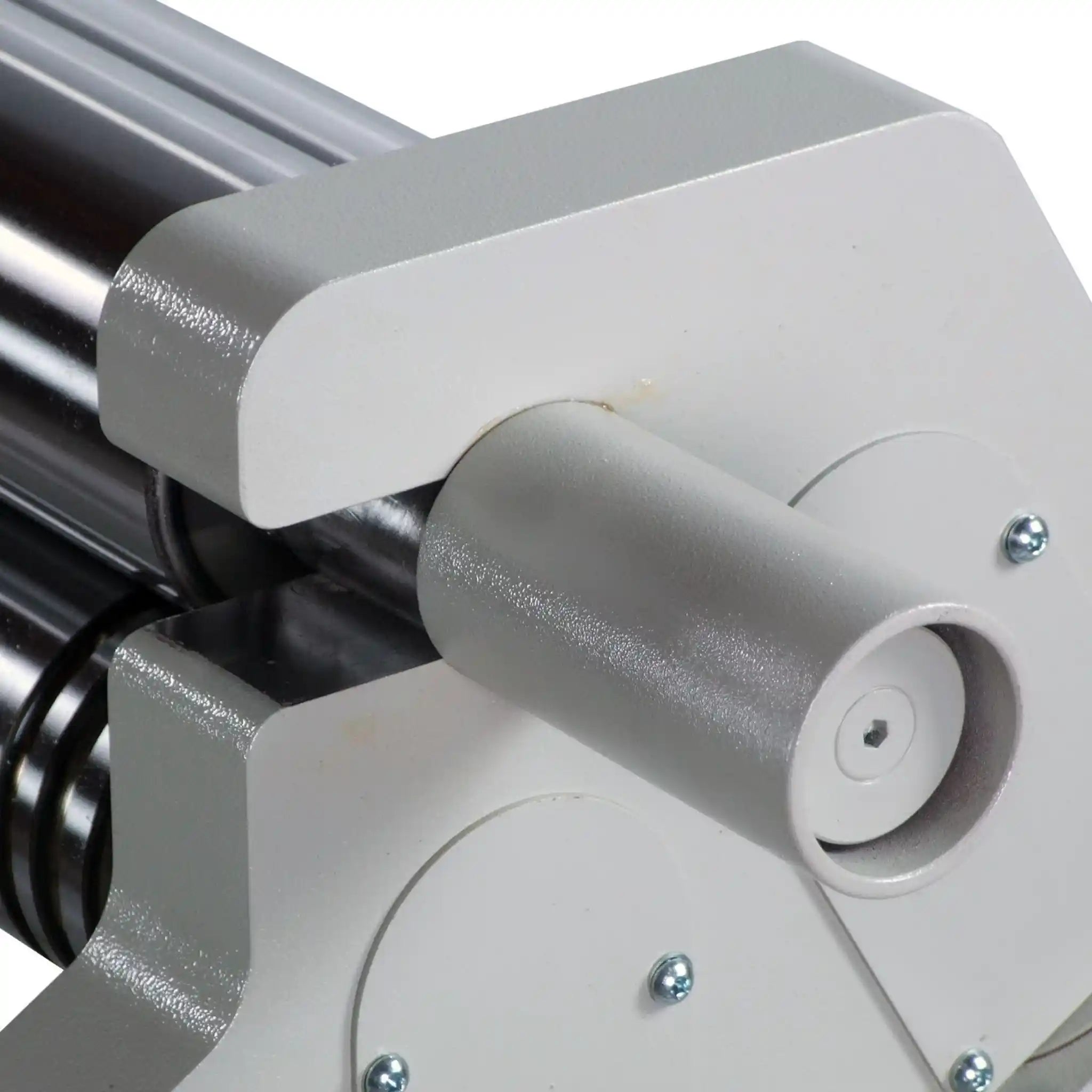 A image of the roller end support installed on the PR-514 plate roll, manufactured by Baileigh