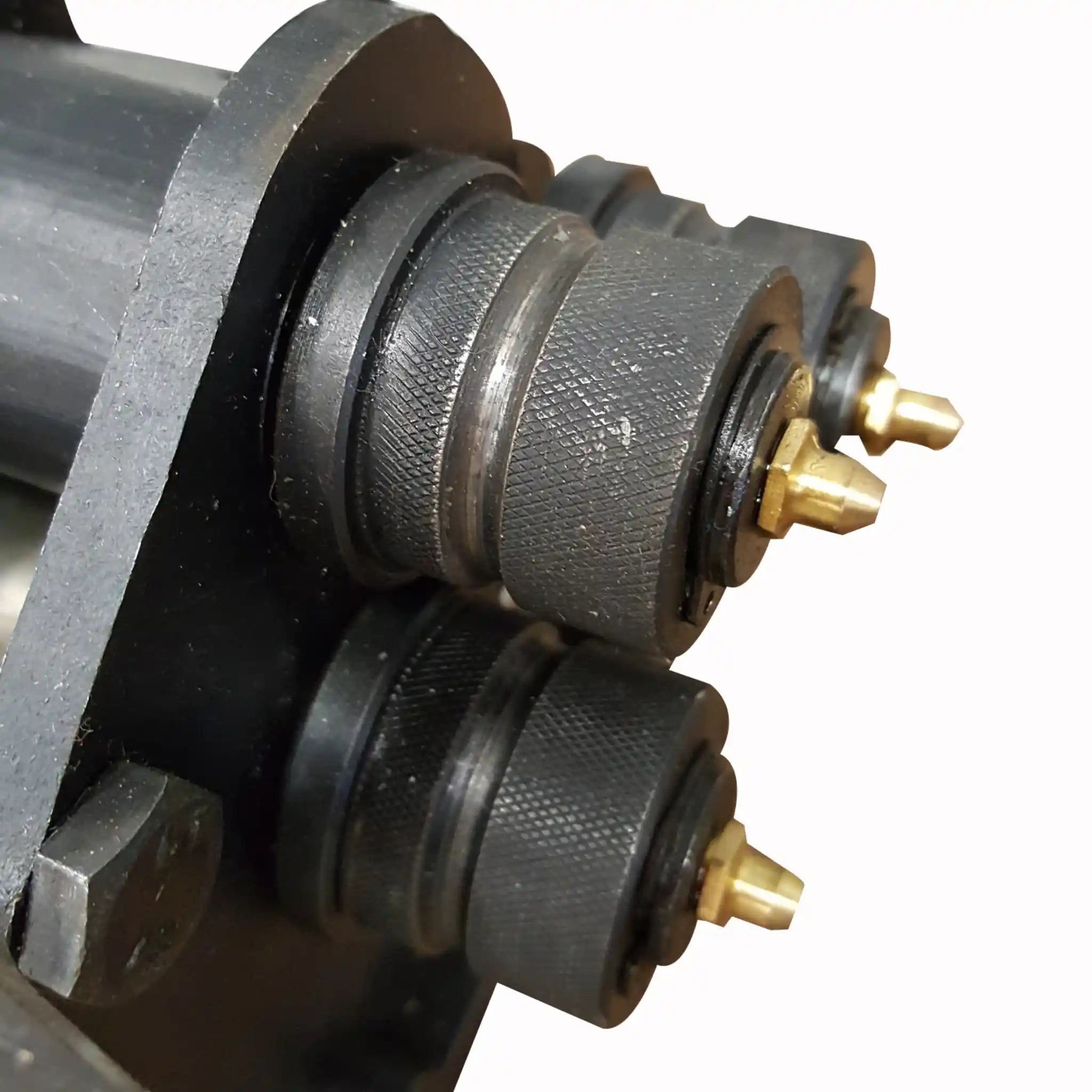 A close up image of the rolls installed on the R-M3 roll bender, manufactured by Baileigh