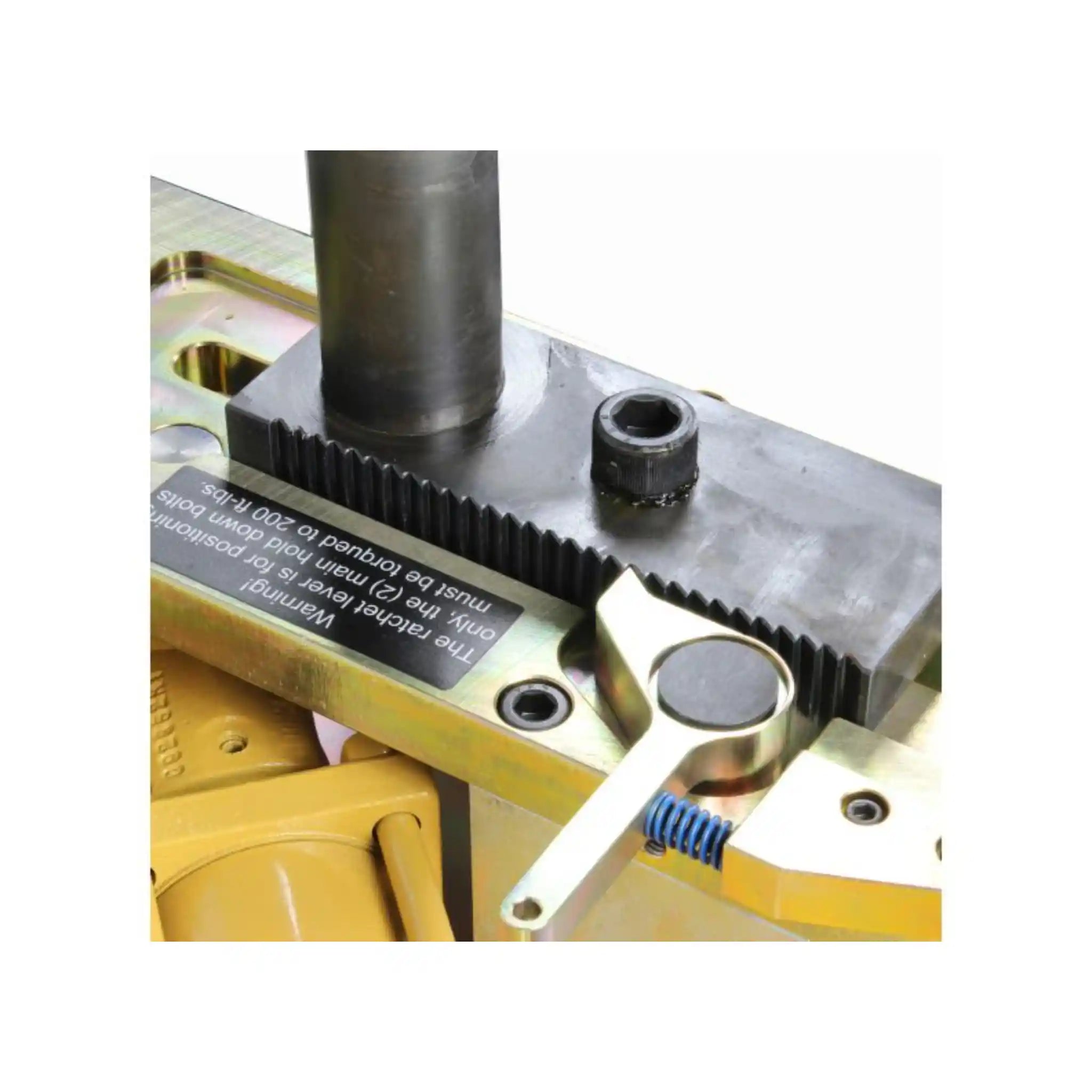 A image taken up close of the ratchet lever and gear rack, a feature of the RDB-175 tube bender