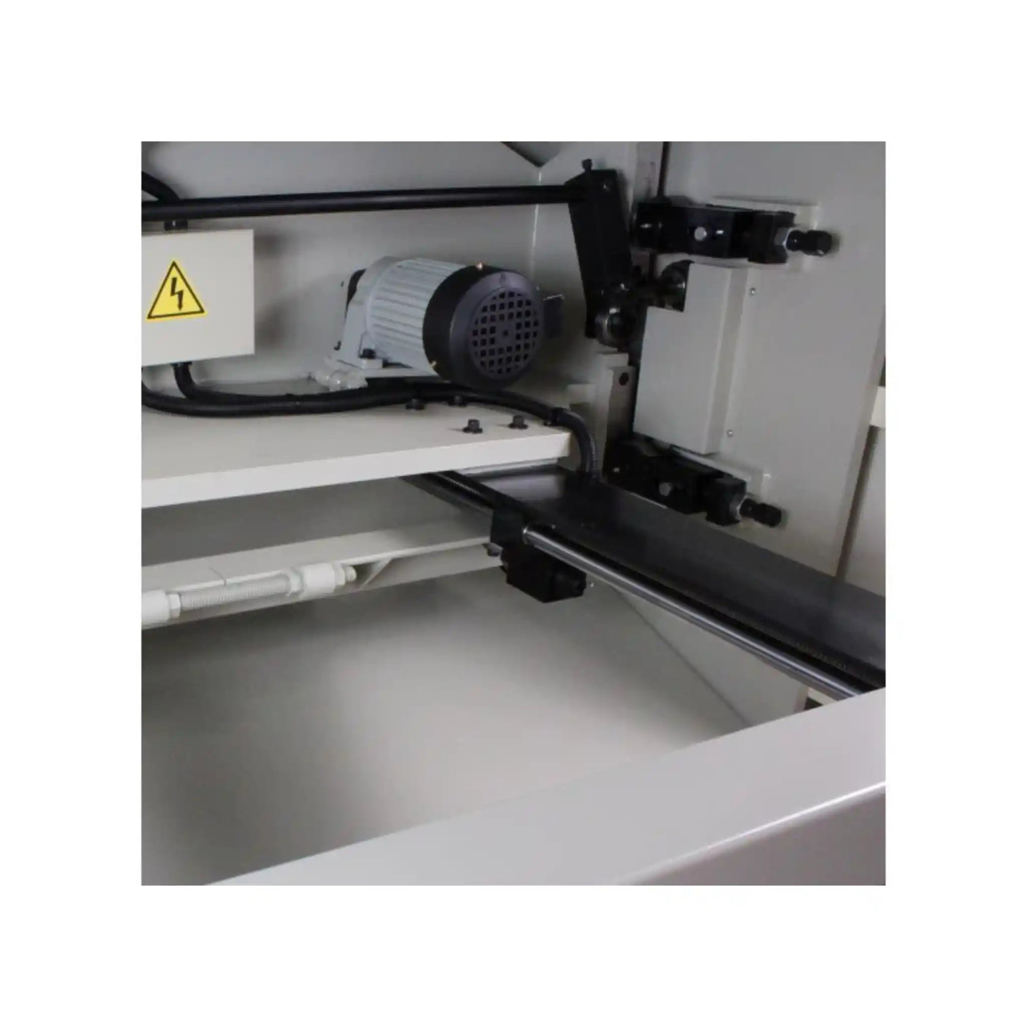 A image showing the Baileigh SH-5203-HD back guage motor installed on the shear