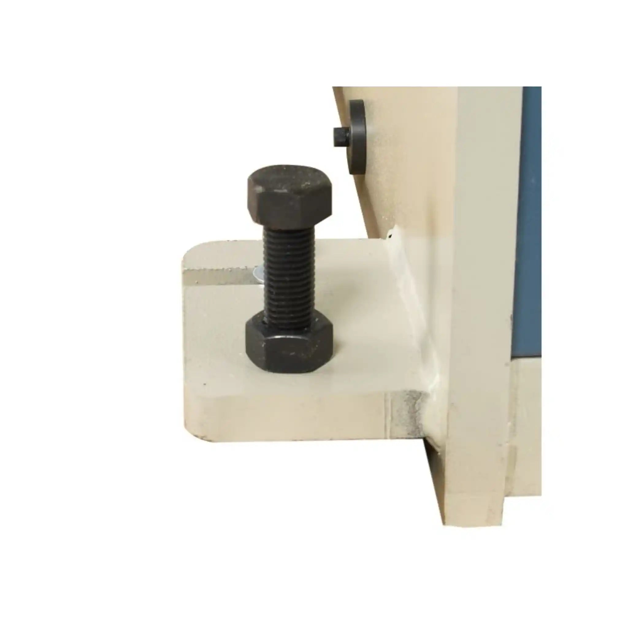 A image taken up close of the leveling bolt onboard the Baileigh SH-5203-HD