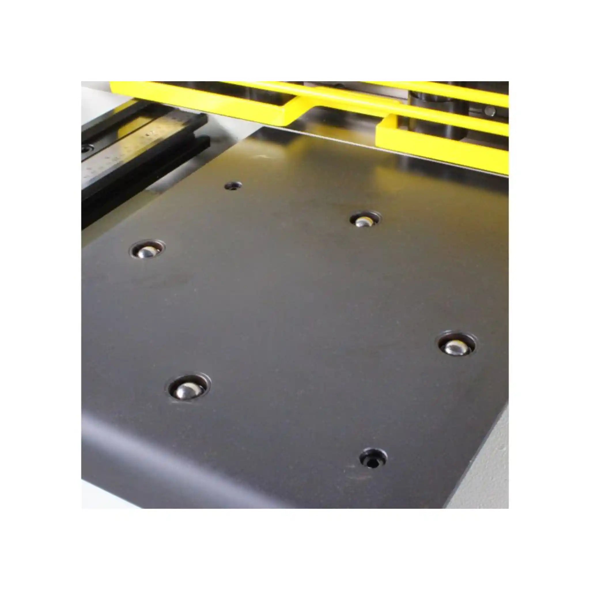 A image taken of a roller ball table, used to easily move sheet metal around the surface, the roller ball table is installed on the Baileigh SH-5203-HD shear