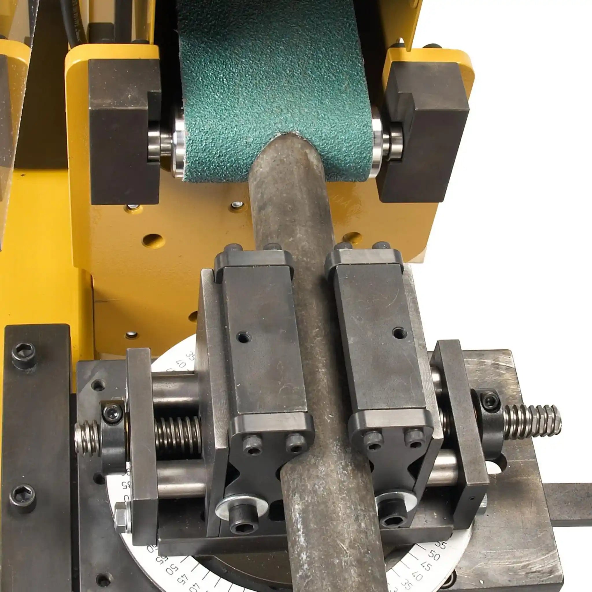 A image showing the Baileigh TN-400 tube notcher in action
