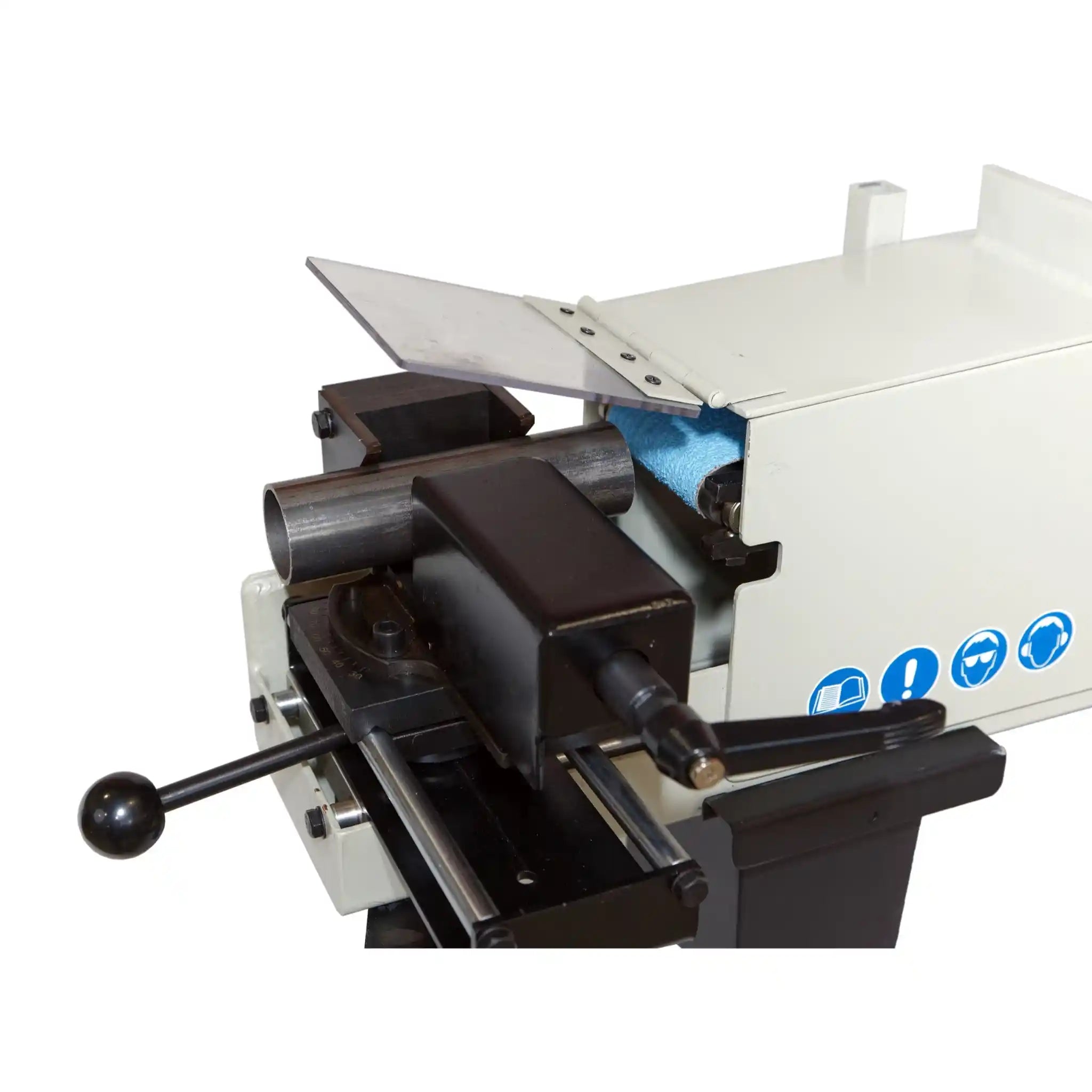 A image showing the Baileigh TN-766 tube notcher in action