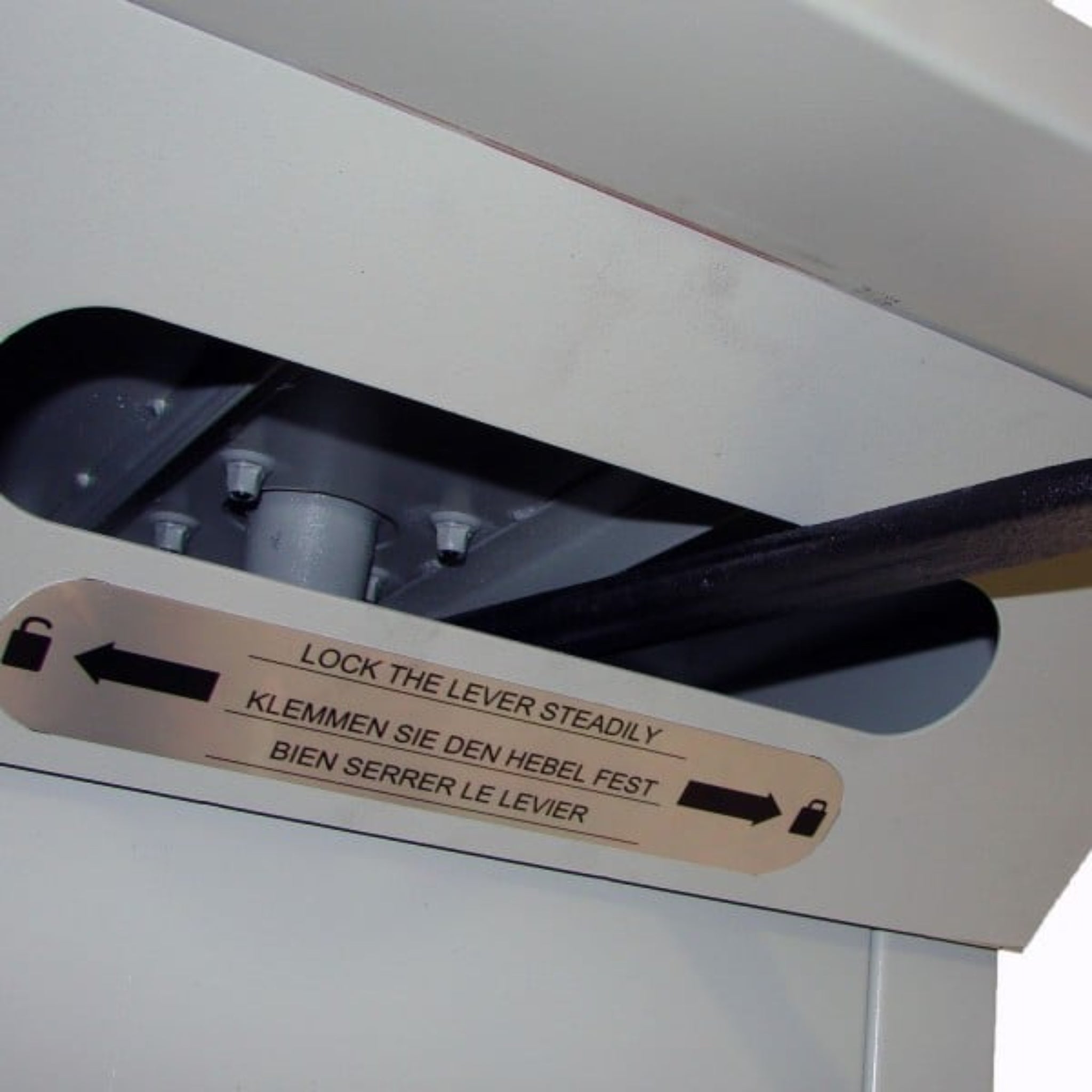 Close up image of the bandsaw stand lever