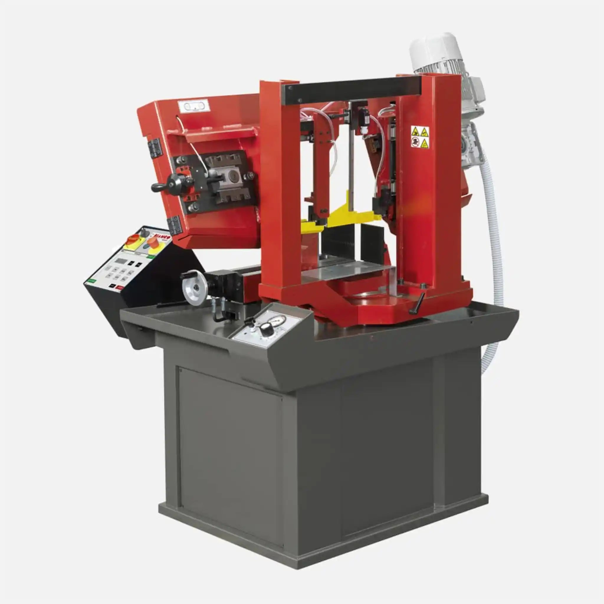 A side view image of the Bianco 370 SA DV showing the motor, controls, saw blade