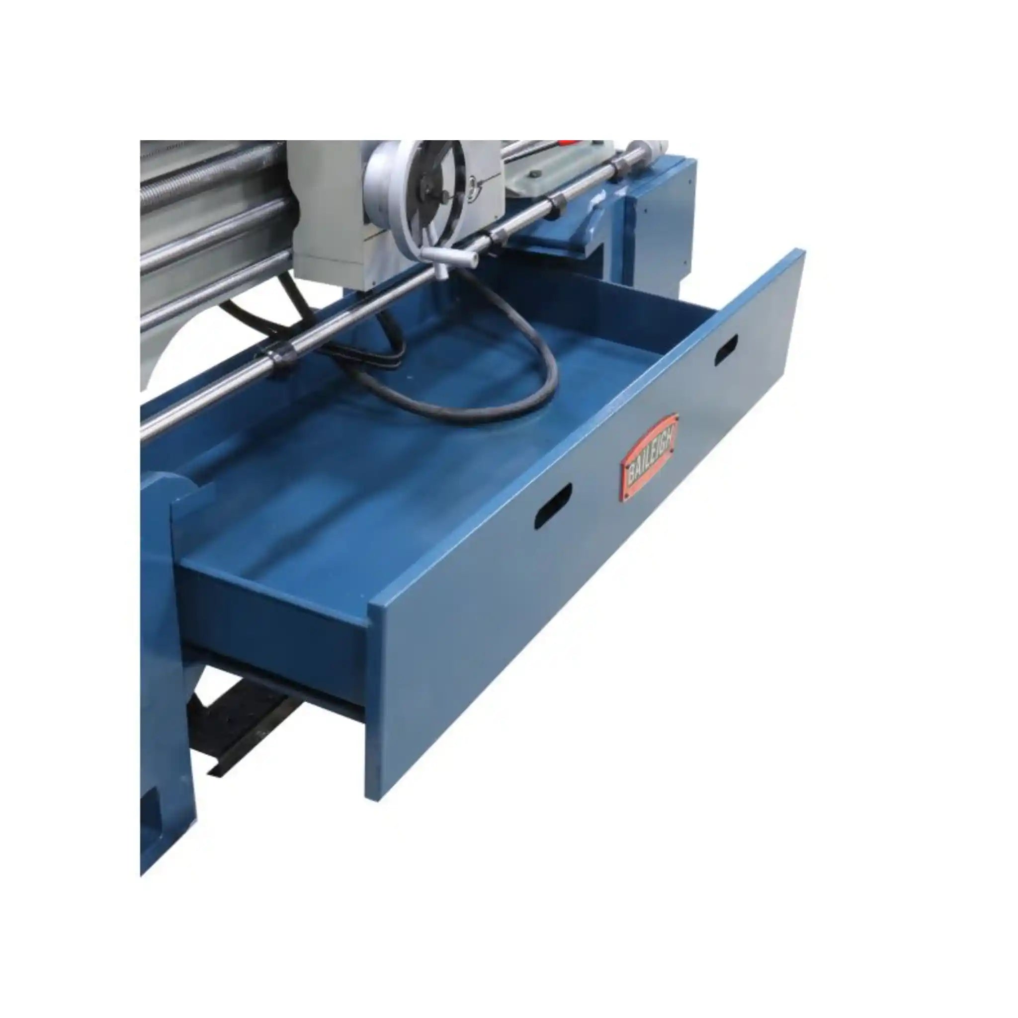 A image of a feature on the Baileigh PL-1860E lathe, its a chip tray that catches the chips that come off the material you are working with.