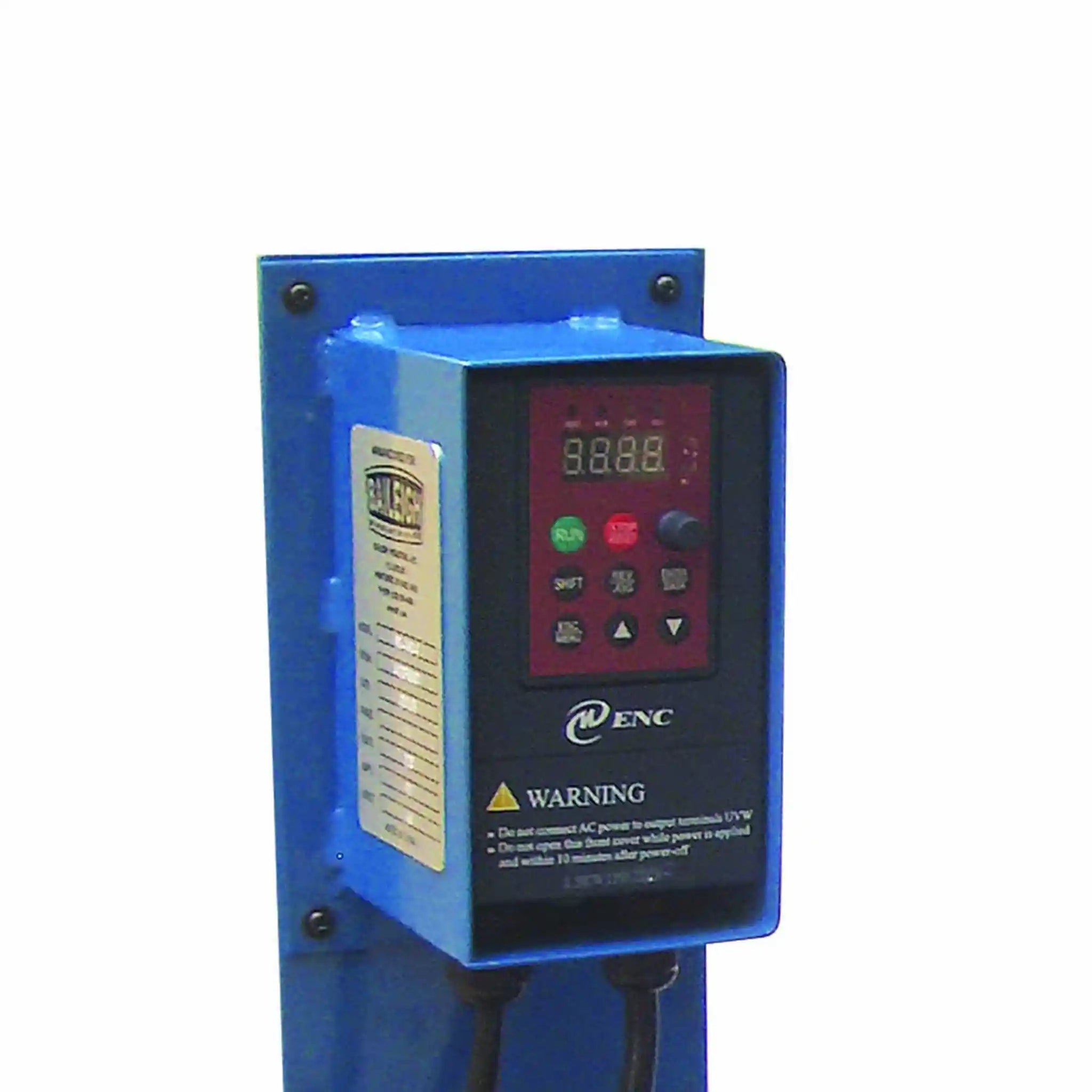 A image of the control panel, used to operate the Baileigh BG-260-3 belt grinder