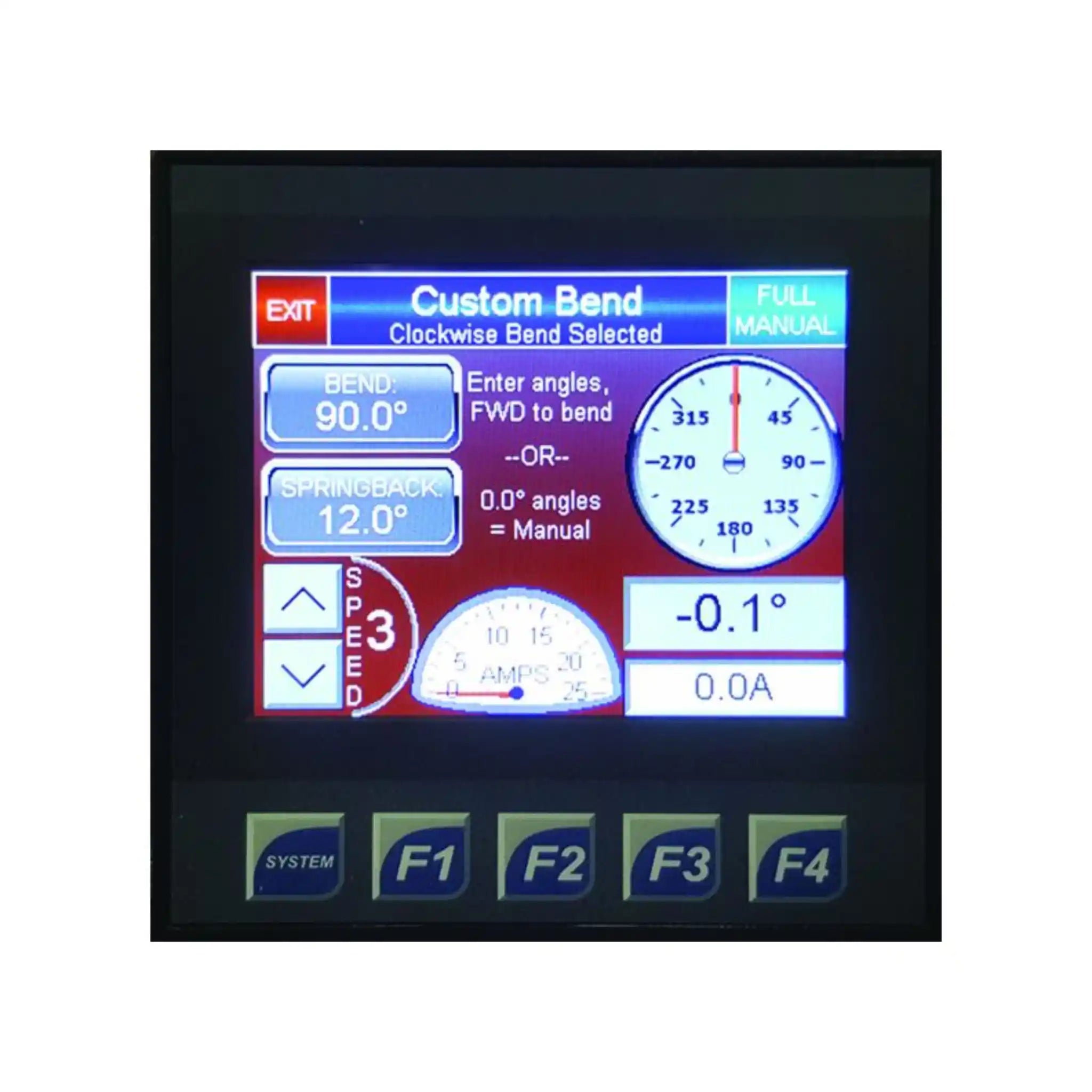 A image showing the digital control screen, used to operate the RDB-250 tube bender
