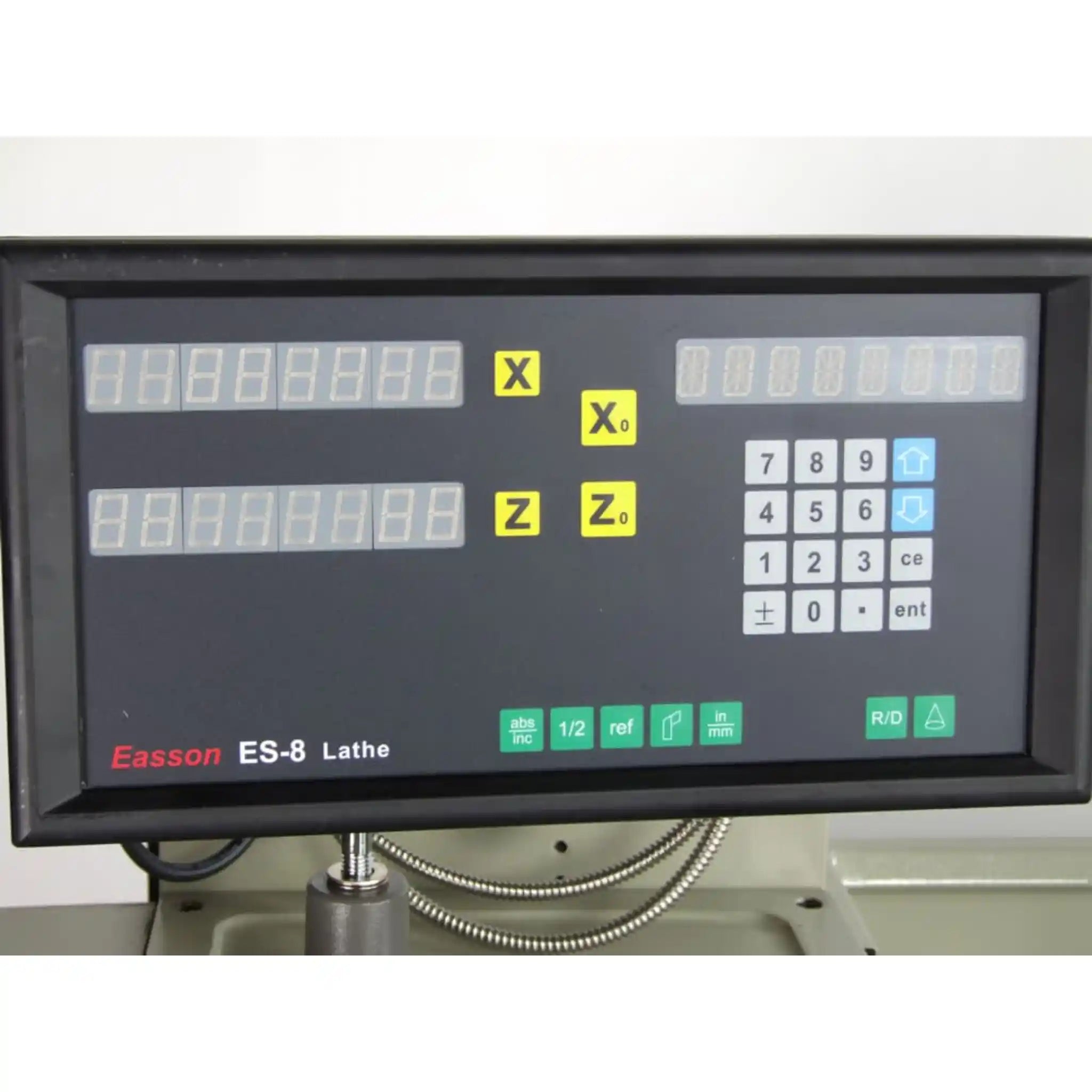 A image taken up close of the digital readout, used to operate the Baileigh PL-1860 lathe