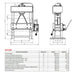 A image showing the dimensions on the Baileigh HSP-33M 