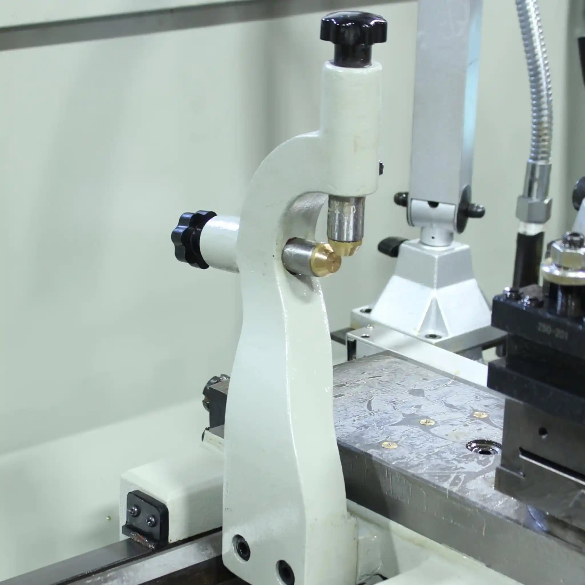 A image of the follow rest installed on the Baileigh PL-1340E lathe