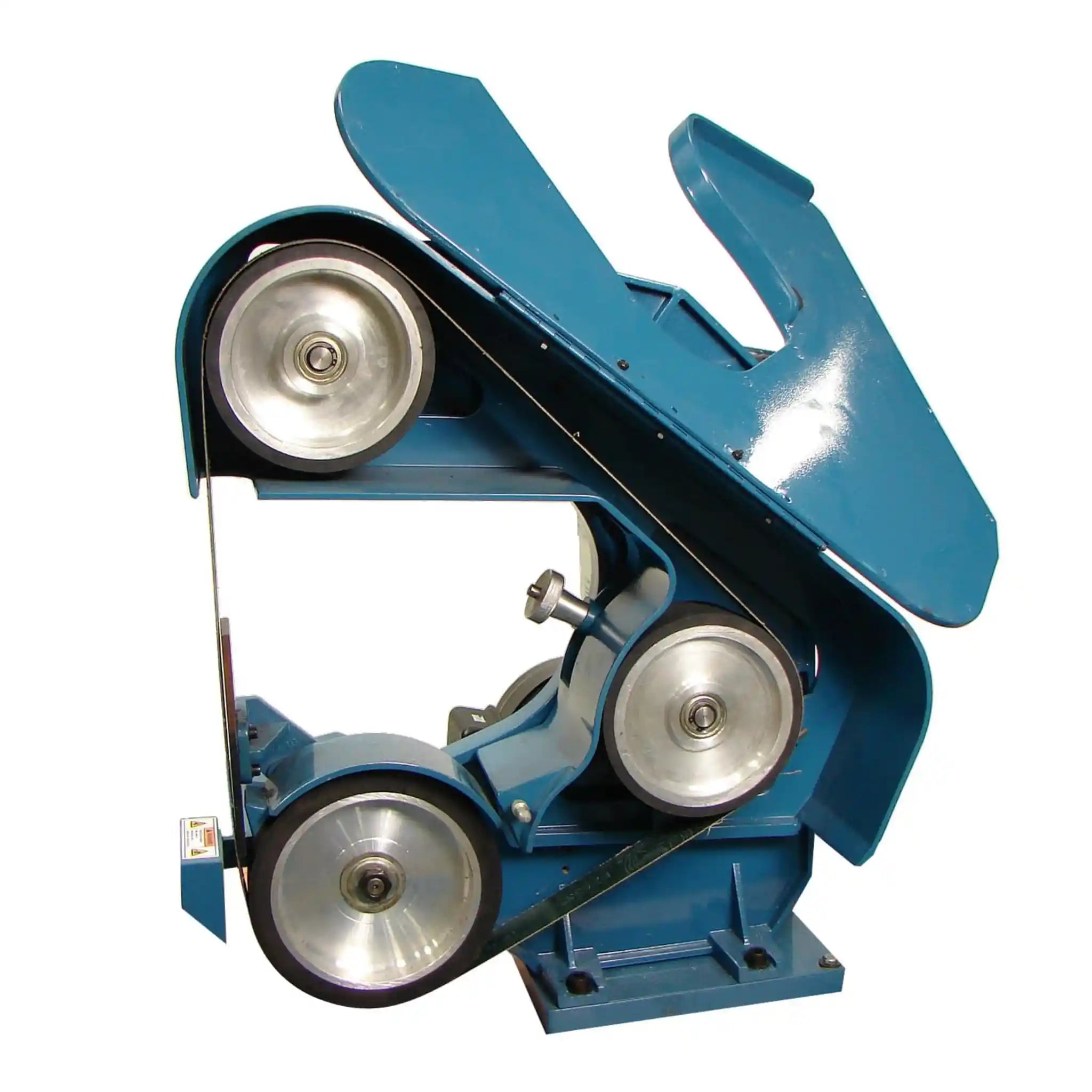 A side view image of the grinder internals, the belt grinder is the Baileigh BG-260-3