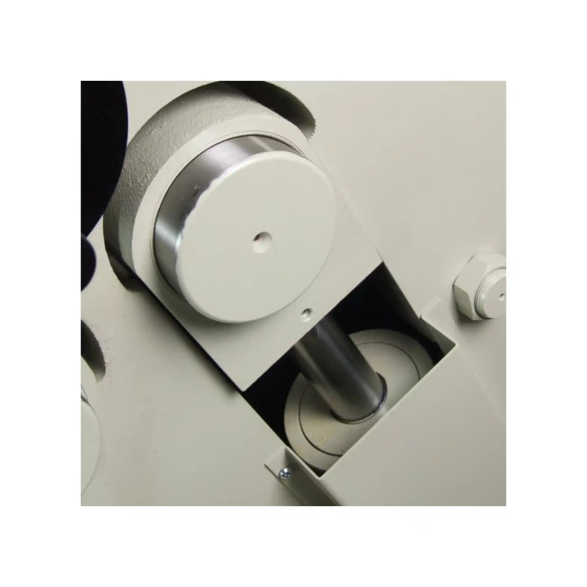 A image taken up close of the hydraulic piston installed on the Baileigh PR-409 plate roll