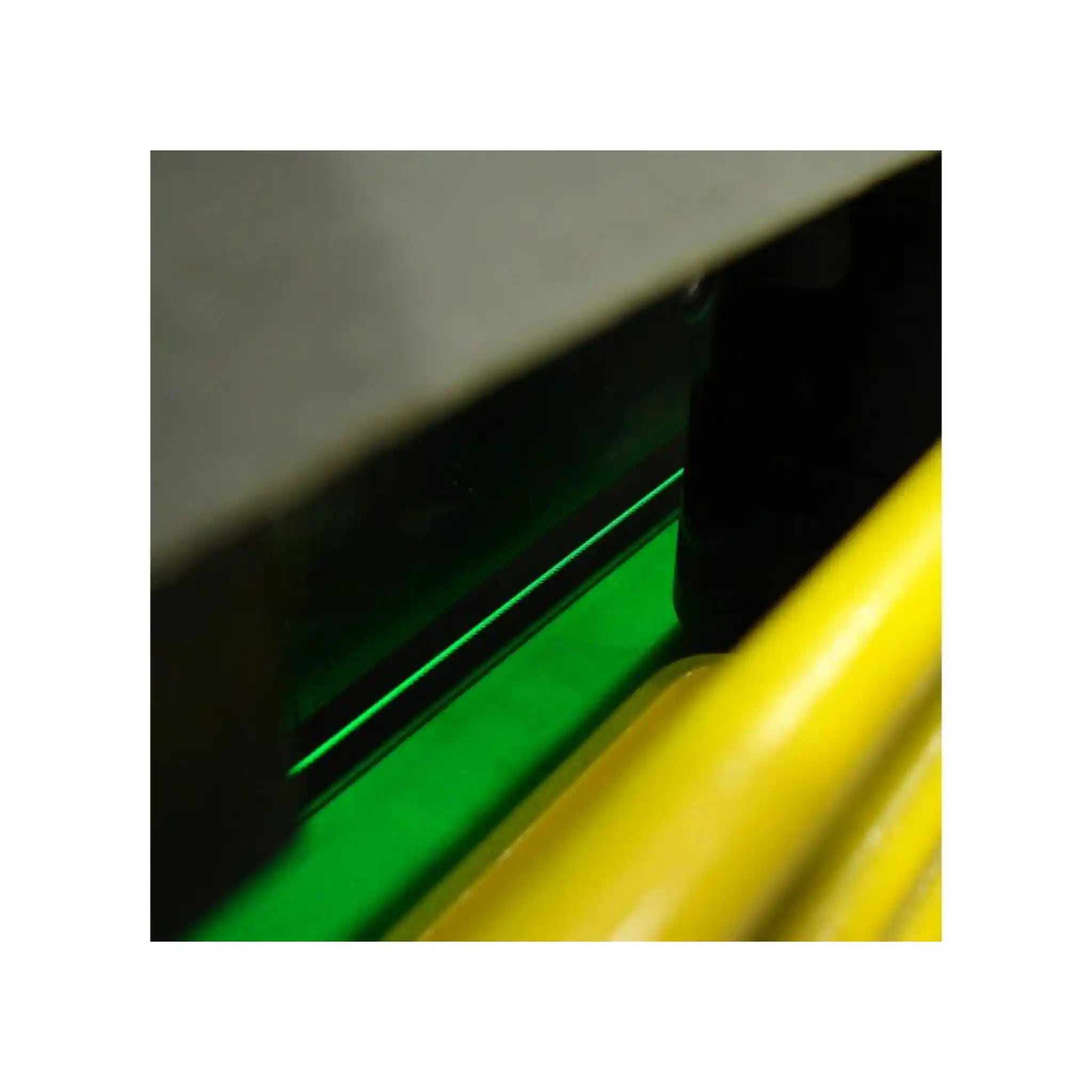 A up close image of the laser cutting guide onboard the Baileigh SH-5203-HD metal shearing machine