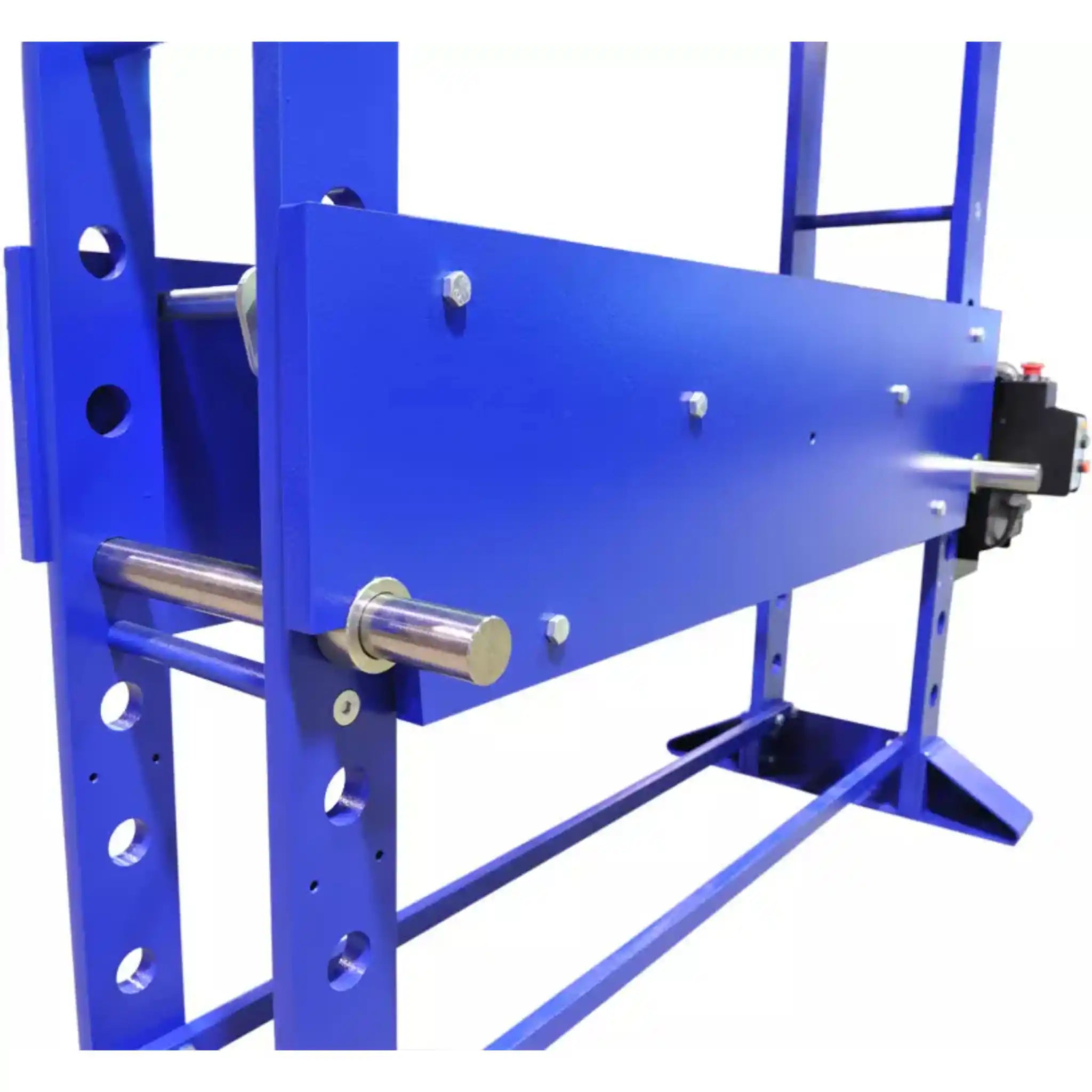 A up close image showing the table height adjustment on the 300 Ton Hydraulic Press by RHTC