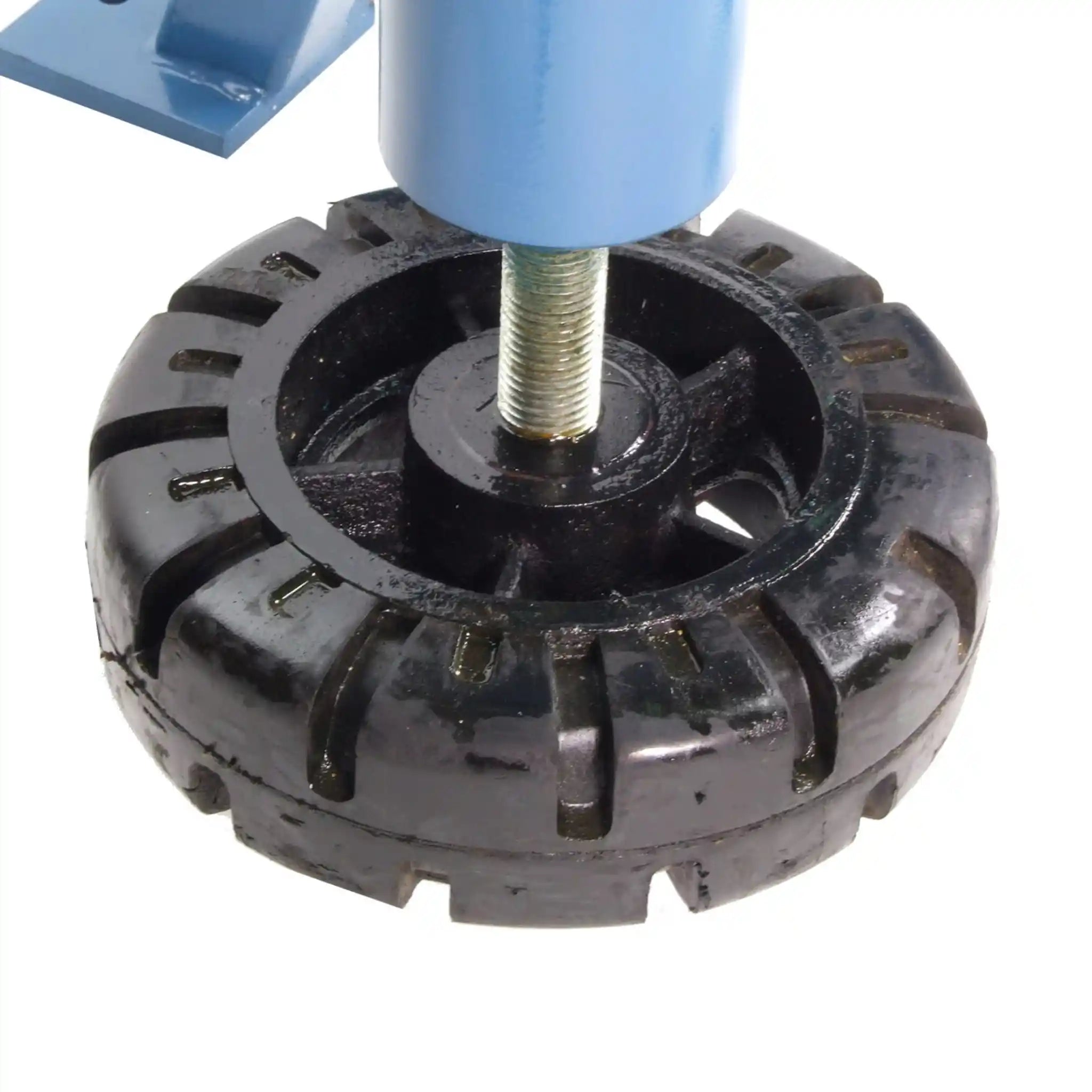 A up close image of the rubber kick wheel on the EW-40 manufactured by Baileigh