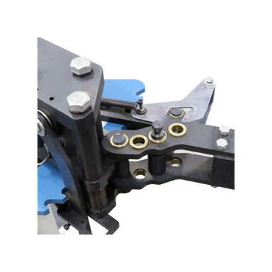 A image taken up close showing the stop assembly on the Baileigh RDB-050