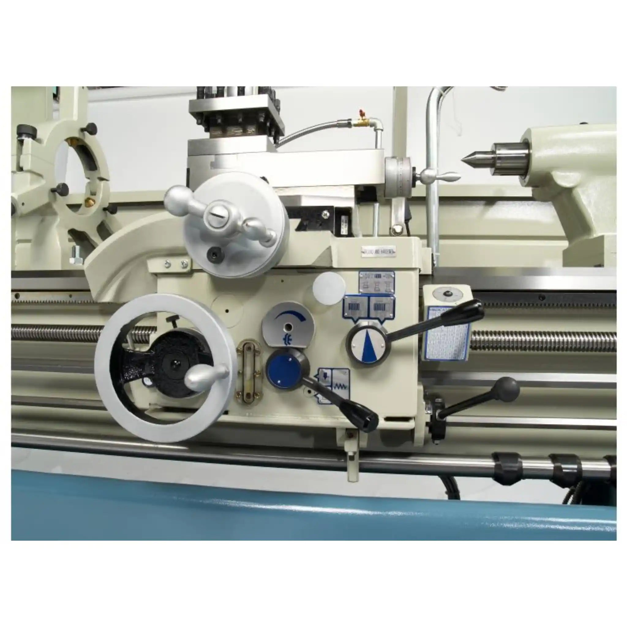 A image of the tailstock installed on the PL-1860 lathe, manufactured by Baileigh