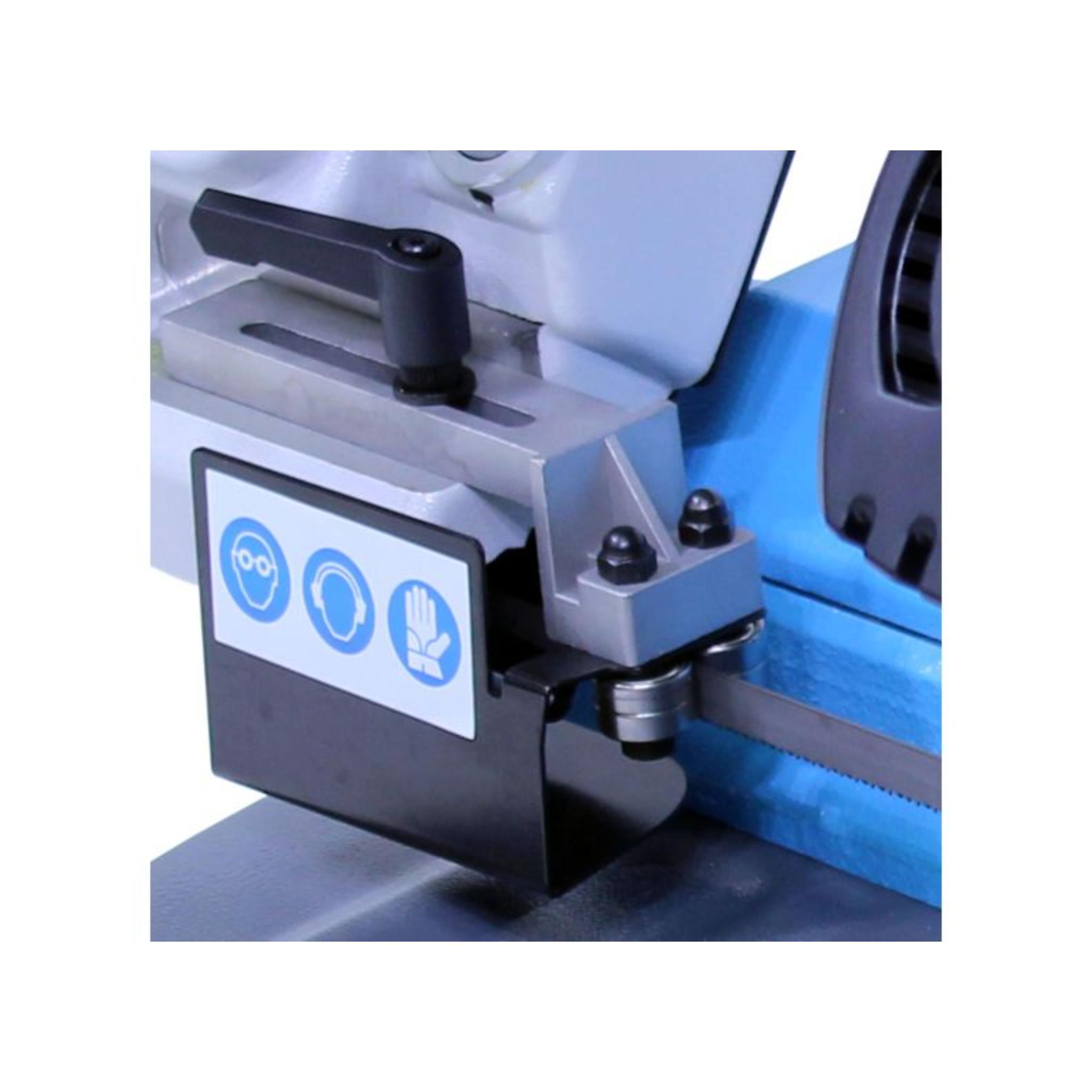 Close-up of Baileigh BS-127P bandsaw blade guide assembly